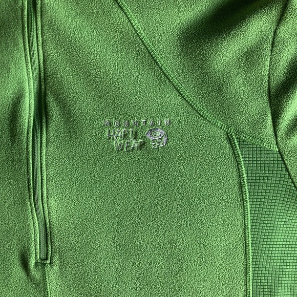 Mountain Hardwear Men's Large Quarter-Zip Fleece LS Pullover Bright Green GORP - Picture 2 of 15